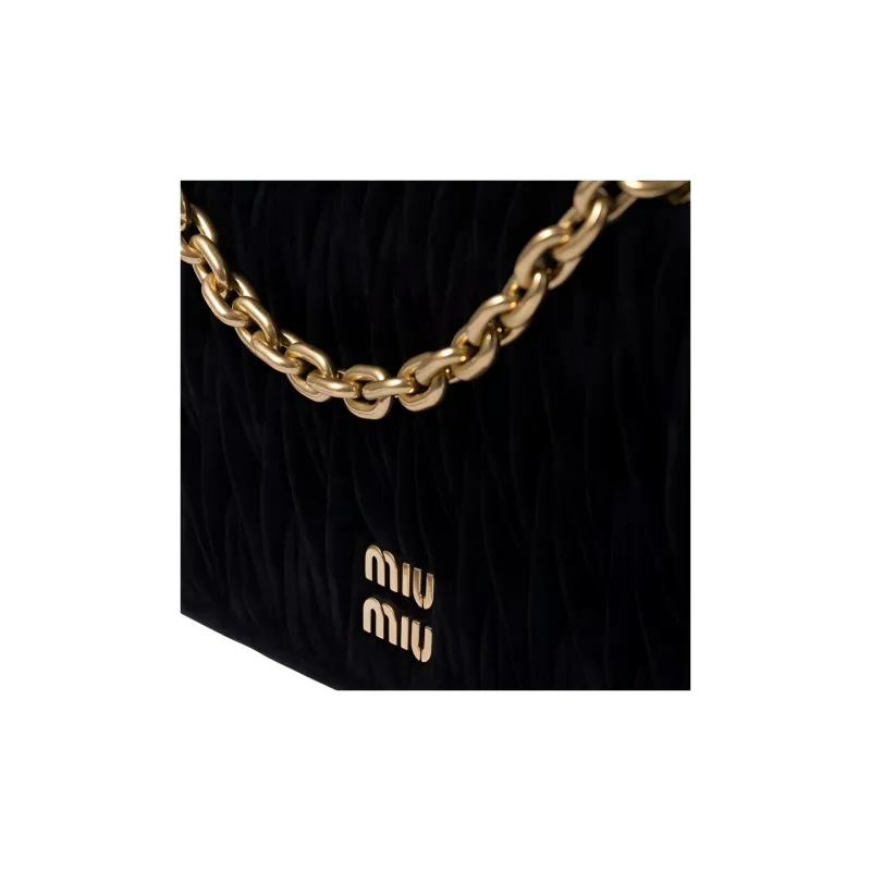 MIU MIU Matelassé Velour Crossbody Bag, Shoulder Bag Mini Women's Black-3