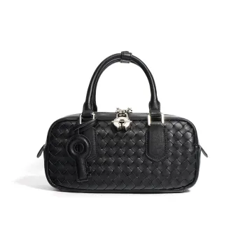H YXIANG Cow Leather Bowling Bag Shoulder Bag Handbag Women's Multicolor