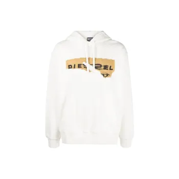 DIESEL Ripped Logo Print Hoodie