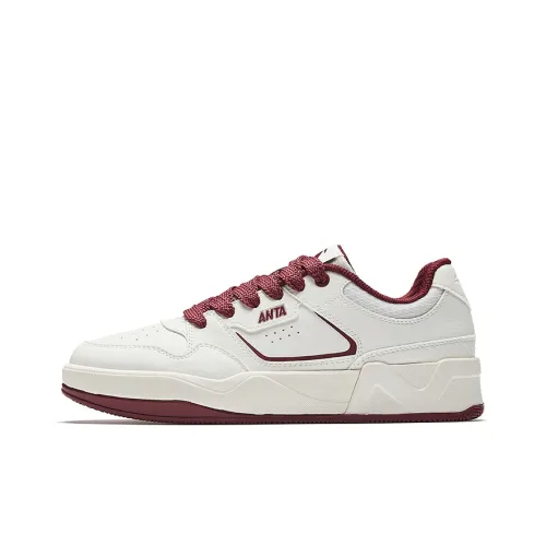 Anta C37 Series Slip Resistant And Abrasion Resistant Coverage Low Top Skateboard Shoes Women's White Red