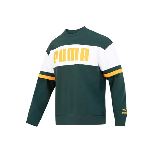 PUMA Sweatshirts Unisex Green White Yellow