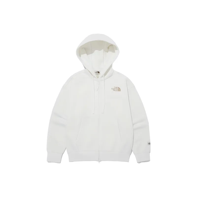 THE NORTH FACE Bonney Brushed Hood Zip Up Sweatshirt Unisex White-0