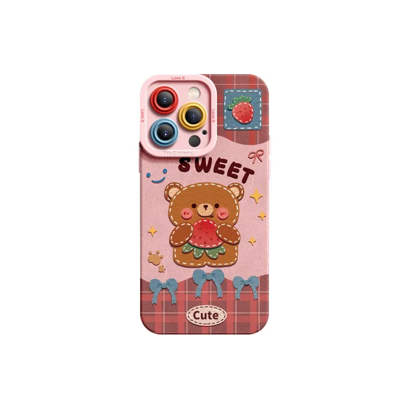 I Create My Art Silicone Material Bear Bunny Impact Resistant Phone Cases Compatibility IPhone16/15/14/13/12/11-3