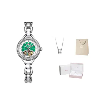 EBOHR Same Style Store Exclusive Mechanical Movement Ceramic Strap Watch Women's Watch Green Dial