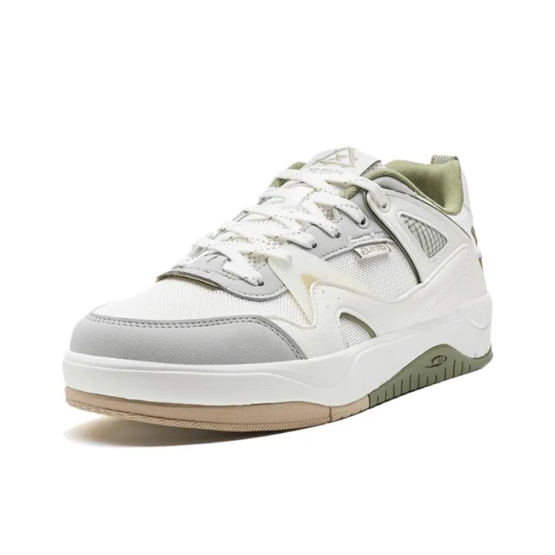 XTEP Coverage Wear Resistant Support Low Top Skateboard Shoes Men's White Gray-1
