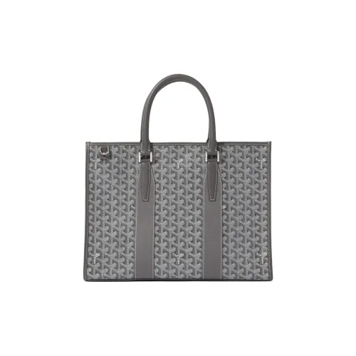 GOYARD Goyardine Canvas With Chevrons Calfskin One Shoulder Crossbody Portable Briefcase Unisex Gray