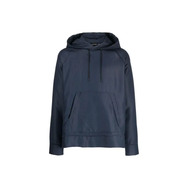 EMPORIO ARMANI Textured finish Drawstring Hoodie-0