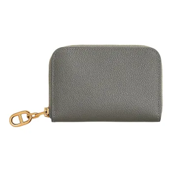 HERMES ZipengoChaine D'Ancre Evercolor Leather Card Holder Unisex 0L Grismeyer Rain Cloud Gray