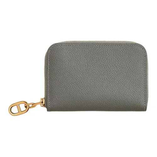 HERMES ZipengoChaine D'Ancre Evercolor Leather Card Holder Unisex 0L Grismeyer Rain Cloud Gray
