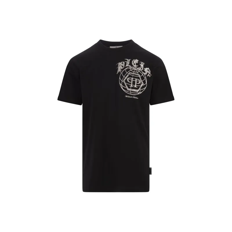 PHILIPP PLEIN Logo Embellished Crewneck T Shirt-0