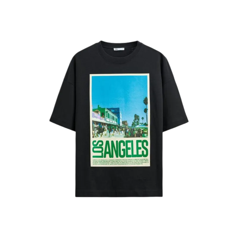 ZARA T Shirts Men Black-0