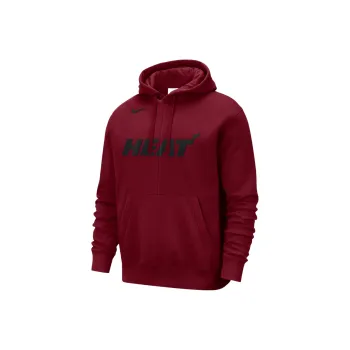 Nike Nba Miami Heat Courtside Team Logo Fleece Pullover Loose Fit Hoodie