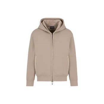EMPORIO ARMANI Logo Embroidered Zip Up Hoodie