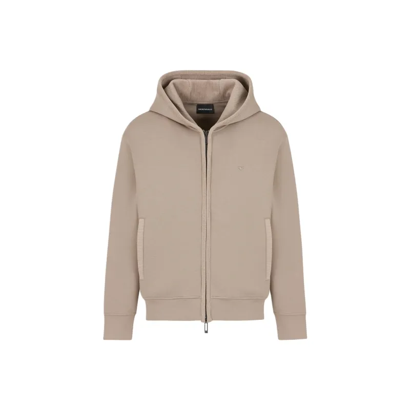 EMPORIO ARMANI Logo Embroidered Zip Up Hoodie-0