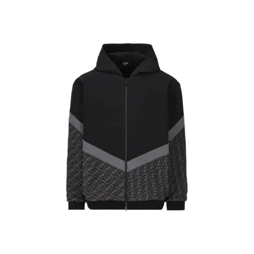 FENDI Ff Motif Zip Up Hoodie