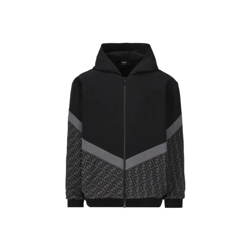 FENDI Ff Motif Zip Up Hoodie-0