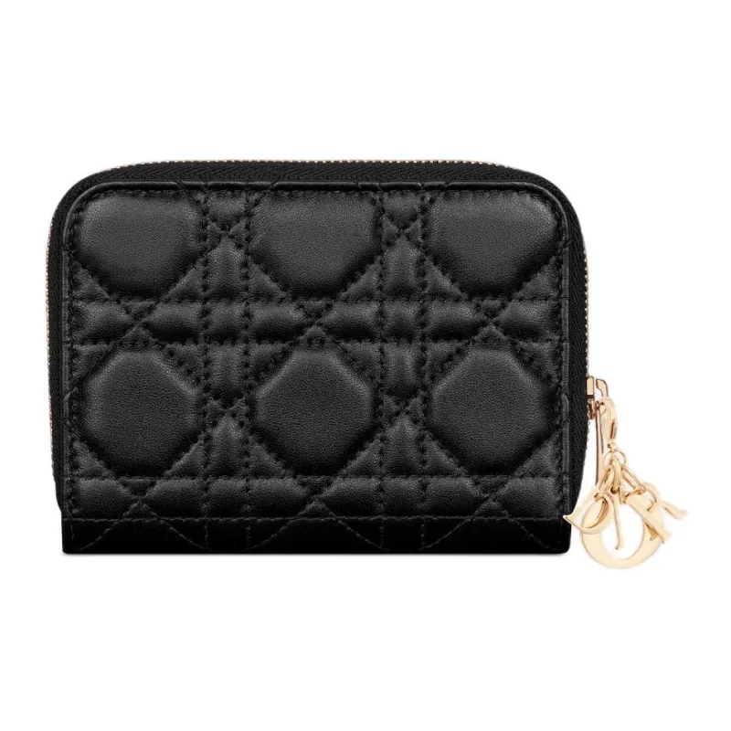 DIOR Lady Dior Lambskin Wallet Women's Black-0