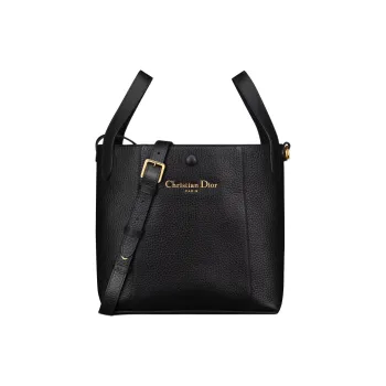 DIOR Calfskin Basket Bag, Bucket Bag, Crossbody One Shoulder Handbag Medium Size Women's Black