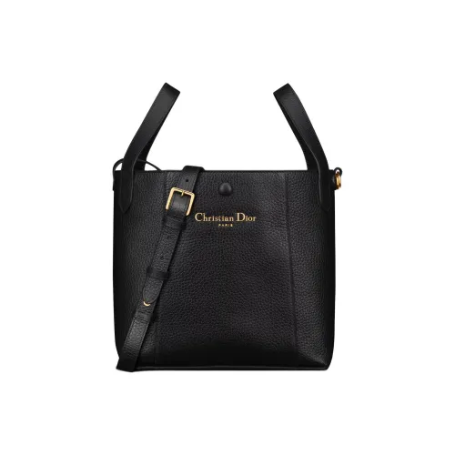 DIOR Calfskin Basket Bag, Bucket Bag, Crossbody One Shoulder Handbag Medium Size Women's Black