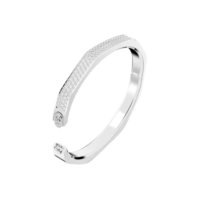 Swarovski Rhodium-Plated Crystal Bangles Unisex Silver-2