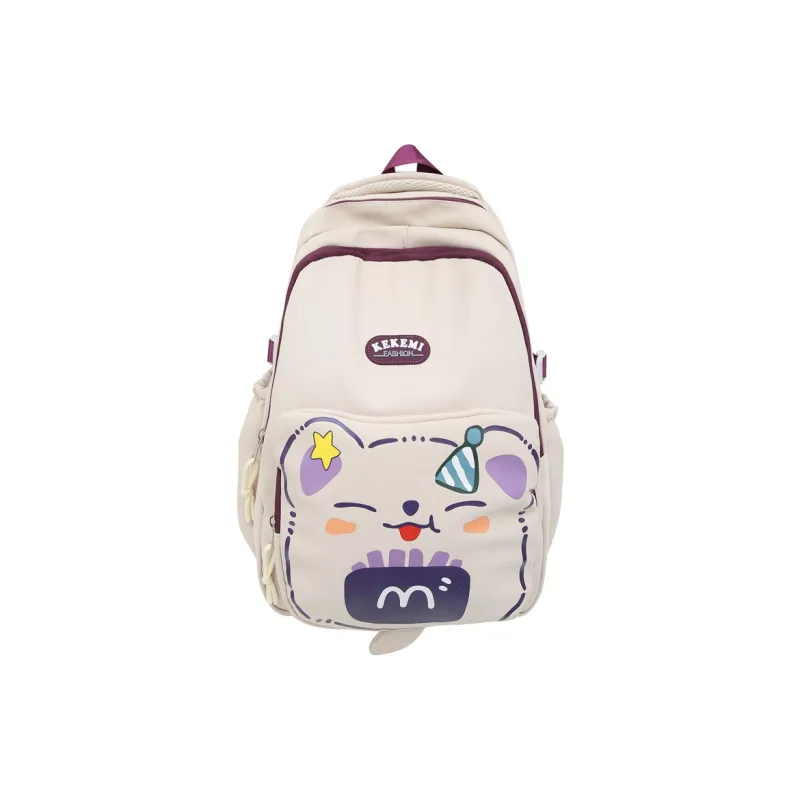 XIANGSU Nylon Backpack Unisex Purple/Blue/Black/Brown/White/Khaki-25