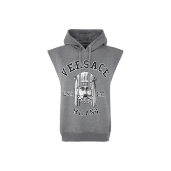 VERSACE Logo Printed Sleeveless Hooded Vest