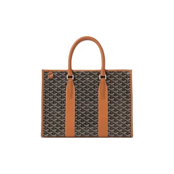 GOYARD Goyardine Canvas With Chevroches Calfskin Briefcase, Shoulder Bag, Crossbody Bag, Handbag Unisex Black & Brown