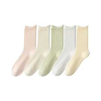 COTTON CHEESE Mid Calf Socks Women's 5 Pack
