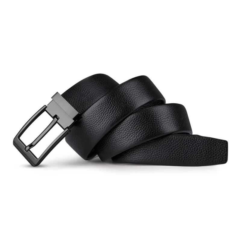 WilliamPOLO Cow Leather Belts Men's Gunmetal/Silver 3.8cm Width-9