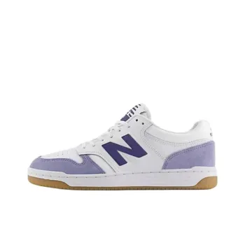 New Balance NB 480 Anti Slip Wear Resistant Low Top Skateboard Shoes Unisex White Purple