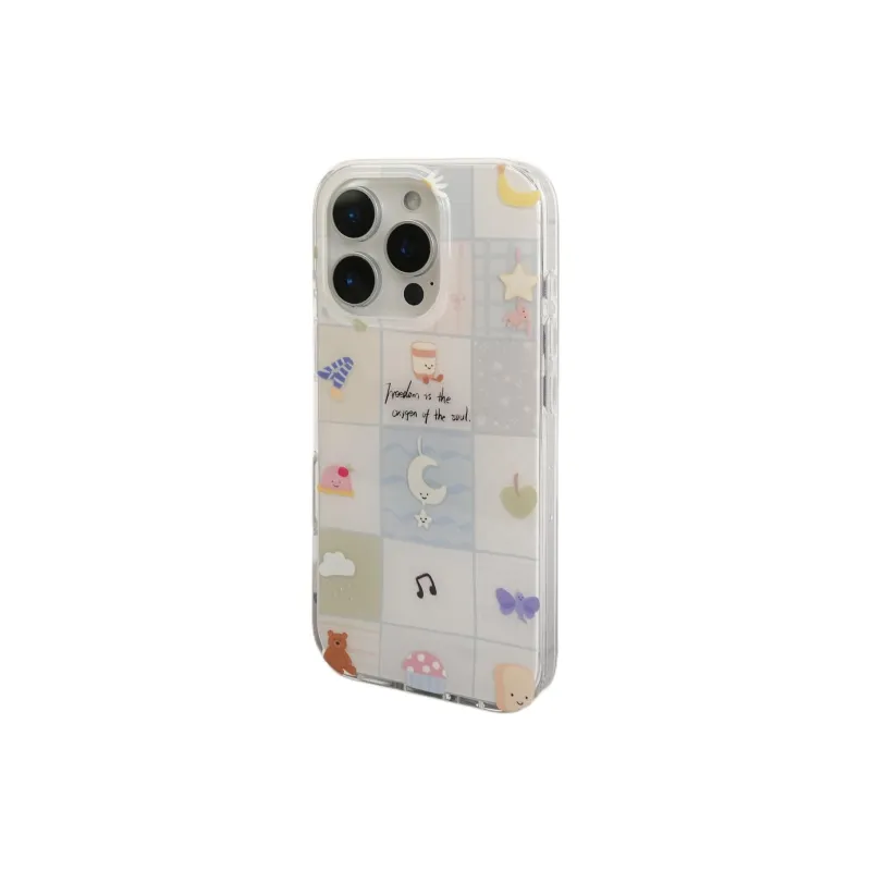 Sopi Acrylic Material Milk Tea Stars Moon Puzzle Phone Cases Compatible With IPhone 16/15 Pro Max/Apple 13/14 Pro/Max-3