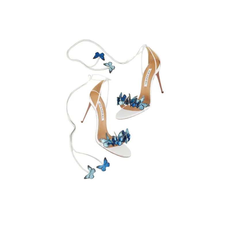 AQUAZZURA Papillon Strap Sandals 10.5cm Women's White-3