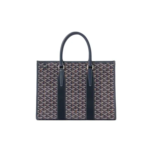 GOYARD Goyardine Canvas With Chevrons Calfskin One Shoulder Crossbody Portable Briefcase Unisex Dark Blue
