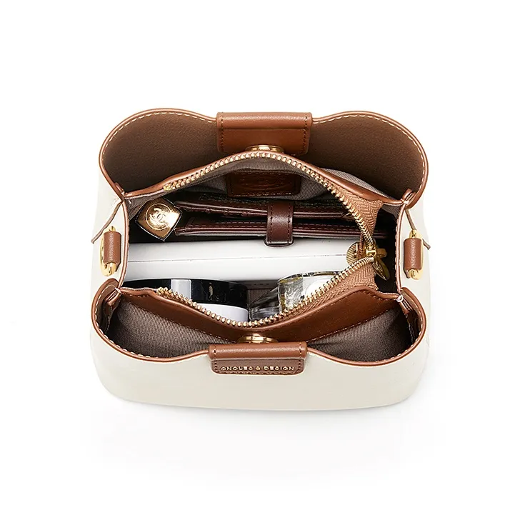 CNOLES Cow Split Leather Casual Workplace Date Commute Shoulder Bag Crossbody Bag Regular Women's Sunshine Warm White-1