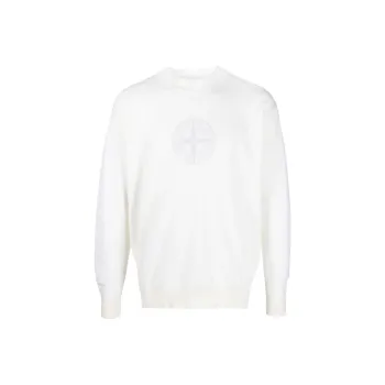 STONE ISLAND Logo Patch Crewneck Knitted Jumper