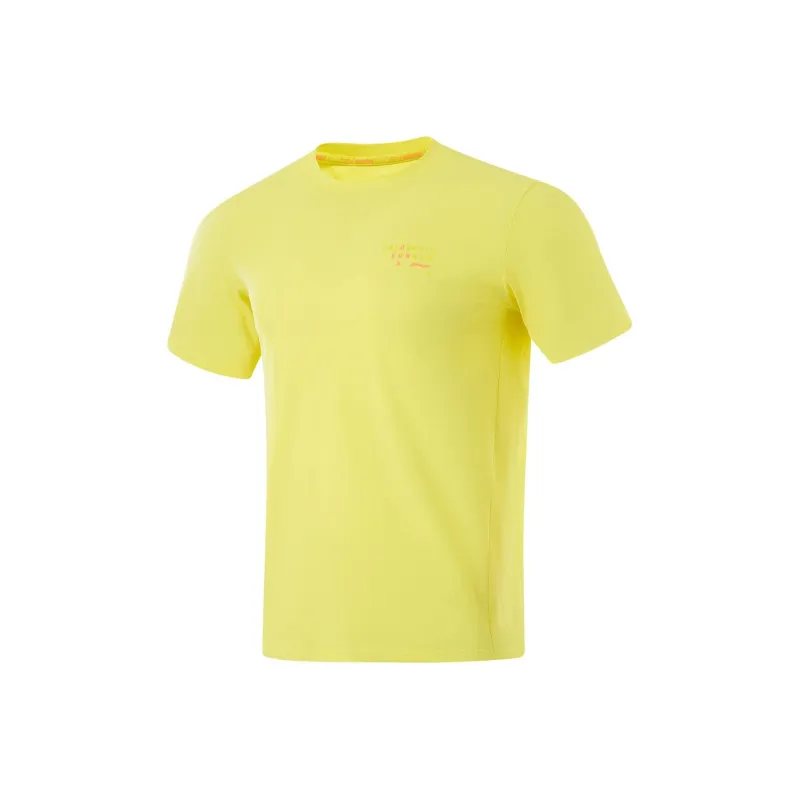 LiNing Running Collection T Shirt Men's Glossy Finish Yellow-0