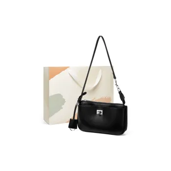 15 MINS Synthetic Leather Shoulder Bag Medium Size Women's Black/White