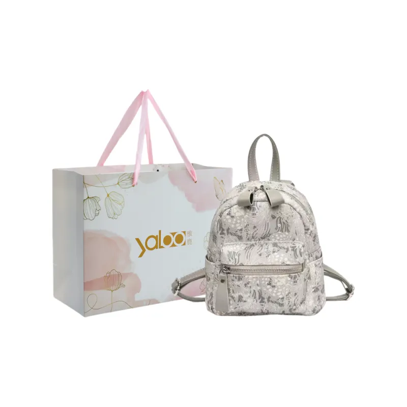 Yalu PU Backpack Unisex Silver/Gray/Pink-0
