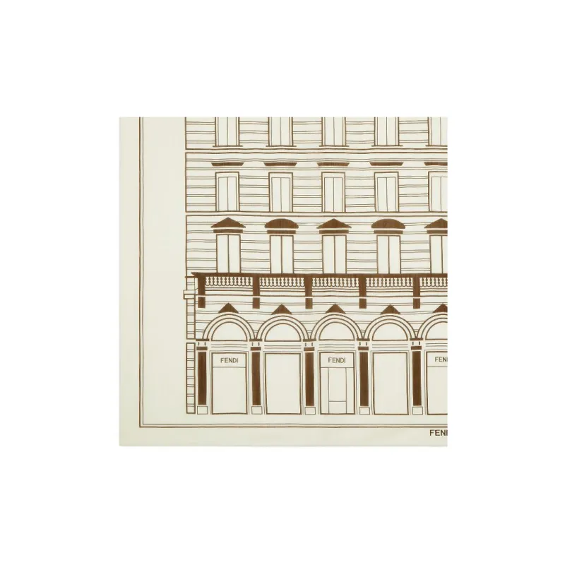 FENDI Wool Cotton Silk Shawls Men's Beige-2