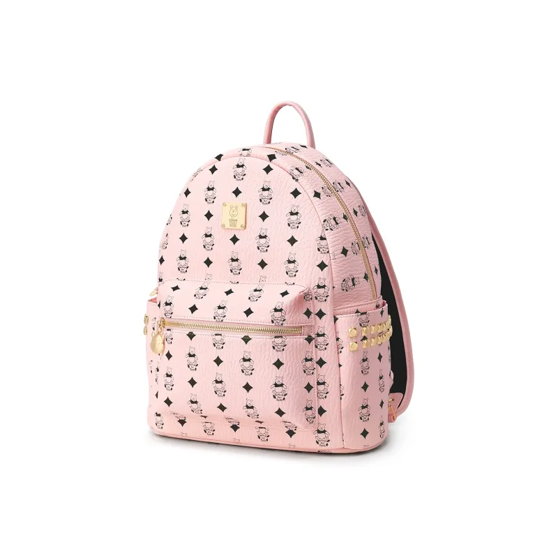 Disney Winnie The Pooh Series PU Backpack Large Size Women's Tan/Pink/White/Black-11