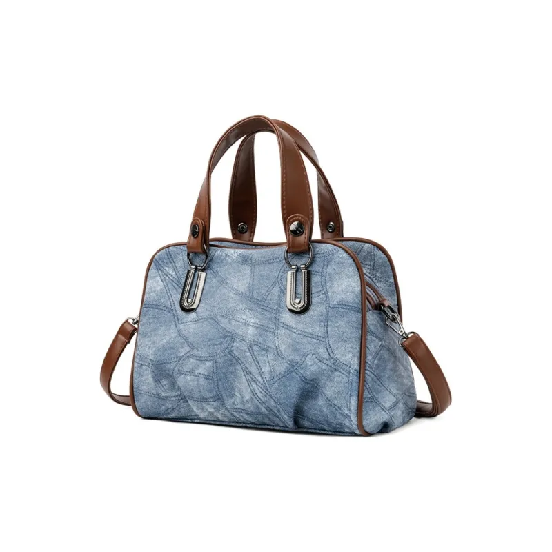 JIEXINI Denim Handbag Shoulder Bag Crossbody Bag Women's Black/Blue-3