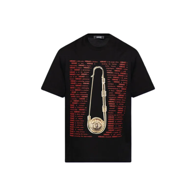 VERSACE Medusa Safety Pin Printed Crewneck T Shirt-0