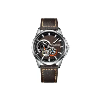 ROLENDO R Automatic Mechanical Movement Cowhide Strap Watch Men's Watches Coffee Watch Dial