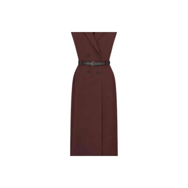 DIOR Sleeveless Dress Women's Burgundy-2