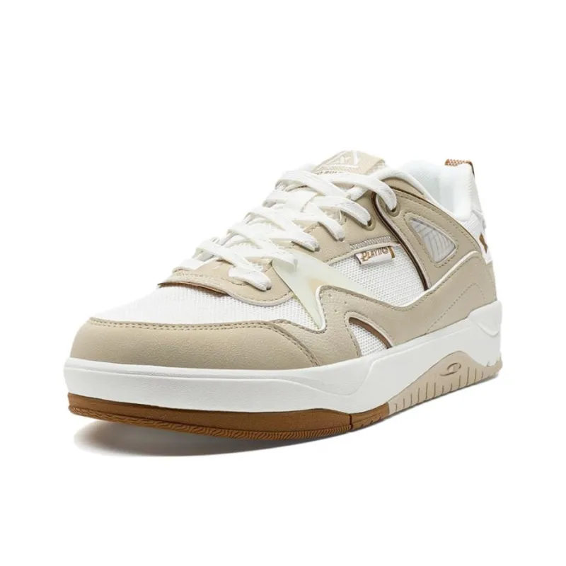 XTEP Anti Slip Wear Resistant Low Top Skateboard Shoes Men's Ecru-1