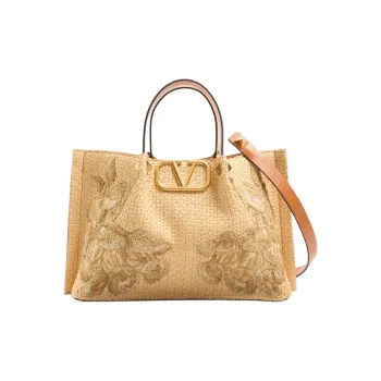 Valentino Raffia Tote Bag, Shopping Bag, Shoulder Bag, Handbag Medium Size Women's Natural