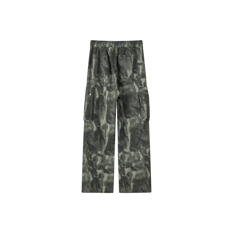 BENGEN Casual Pants Unisex Tie Dye Camouflage-4