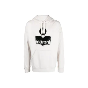 ISABEL MARANT Distressed Logo Printed Drawstring Hoodie