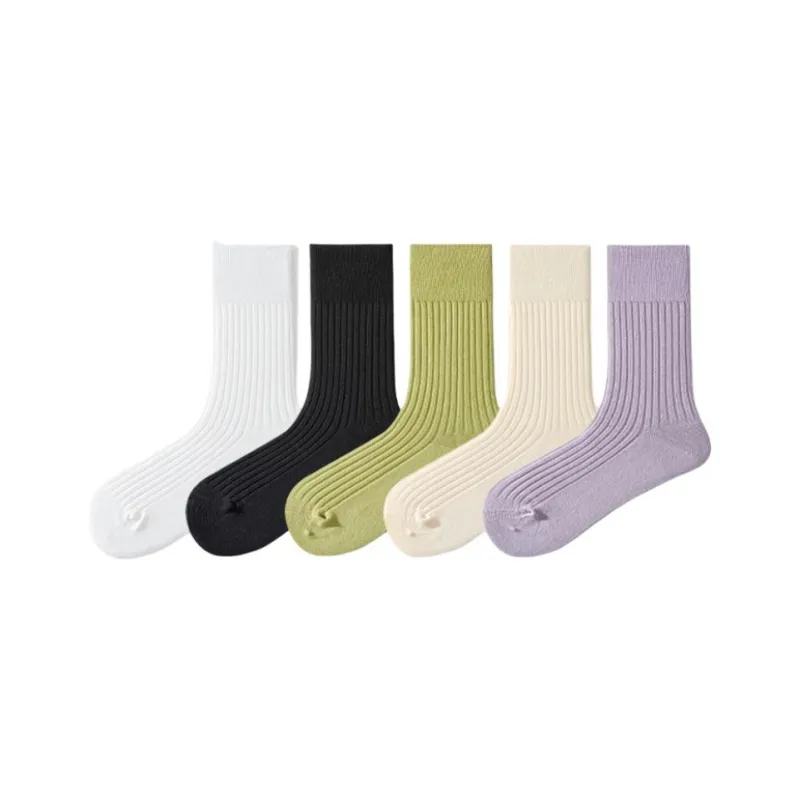 COTTON CHEESE Mid Calf Socks Women's 5 Pack-5