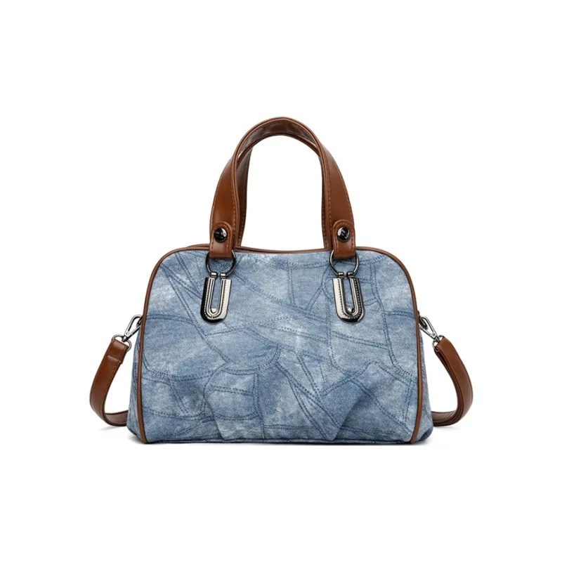 JIEXINI Denim Handbag Shoulder Bag Crossbody Bag Women's Black/Blue-2